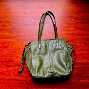 Green leather Fossil bag